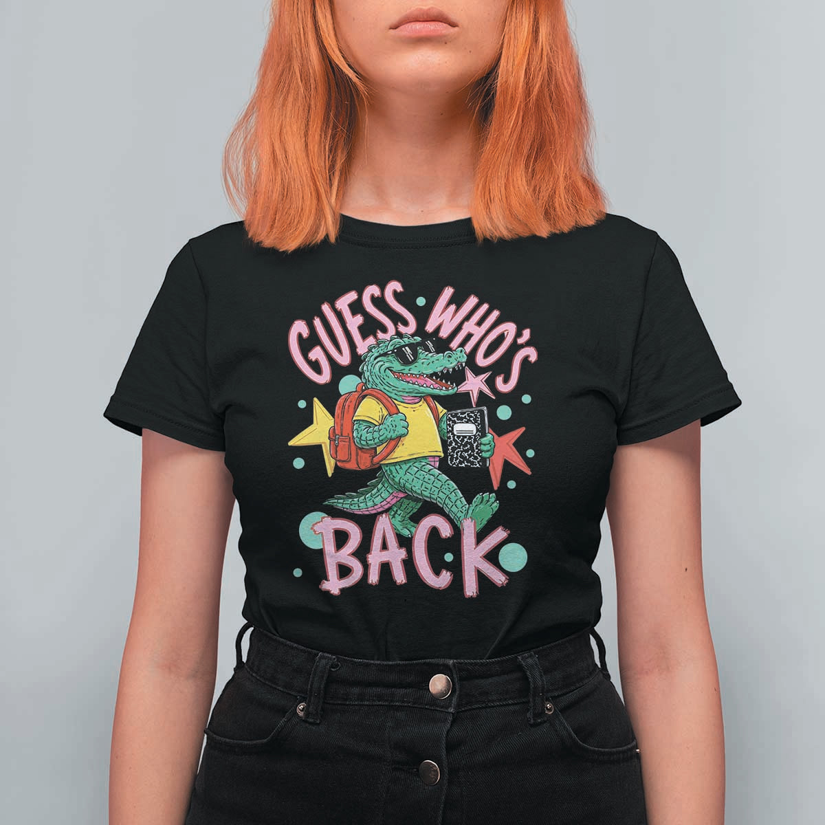 Funny Retro Alligator First Day of School T Shirt For Women Guess Who is Back Cute Kids Gift