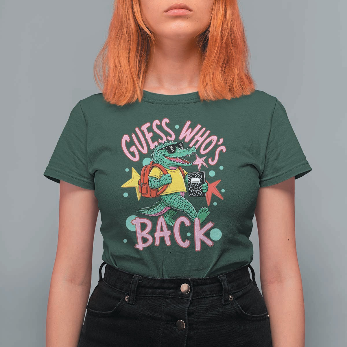 Funny Retro Alligator First Day of School T Shirt For Women Guess Who is Back Cute Kids Gift