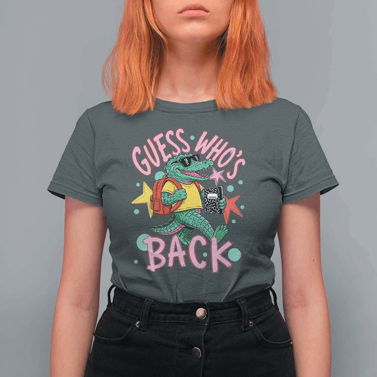 Funny Retro Alligator First Day of School T Shirt For Women Guess Who is Back Cute Kids Gift