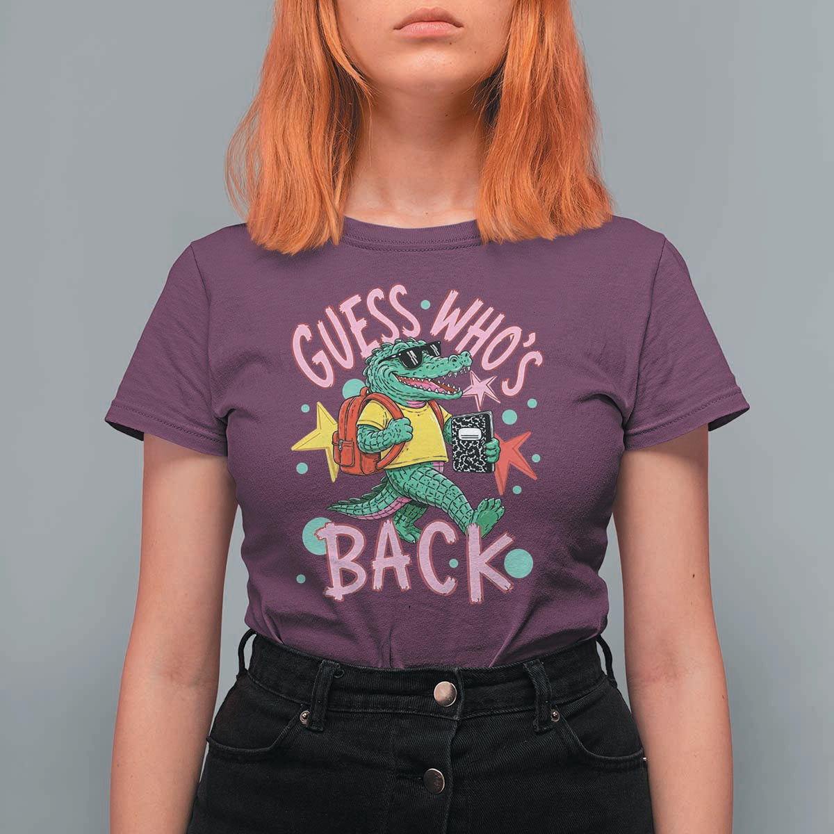 Funny Retro Alligator First Day of School T Shirt For Women Guess Who is Back Cute Kids Gift
