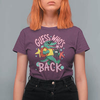 Funny Retro Alligator First Day of School T Shirt For Women Guess Who is Back Cute Kids Gift