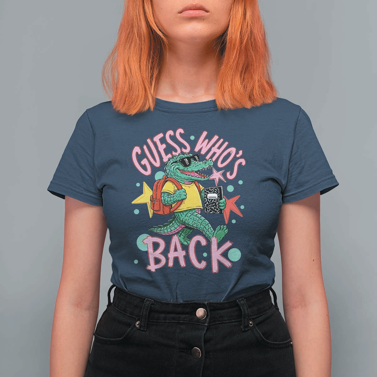 Funny Retro Alligator First Day of School T Shirt For Women Guess Who is Back Cute Kids Gift