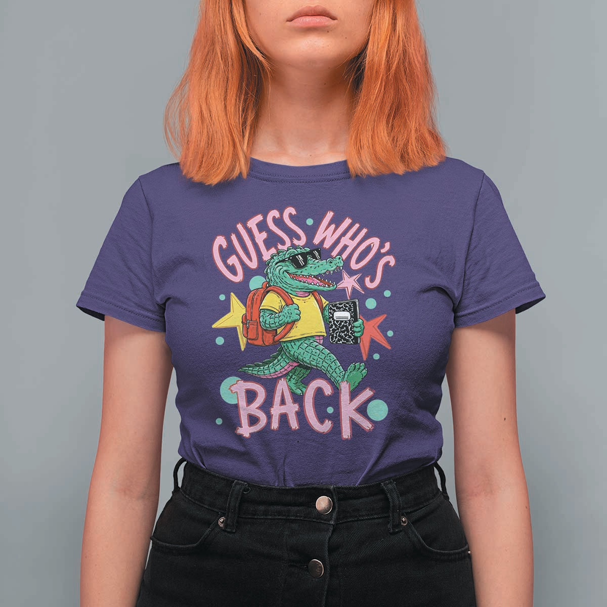 Funny Retro Alligator First Day of School T Shirt For Women Guess Who is Back Cute Kids Gift