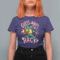 Funny Retro Alligator First Day of School T Shirt For Women Guess Who is Back Cute Kids Gift