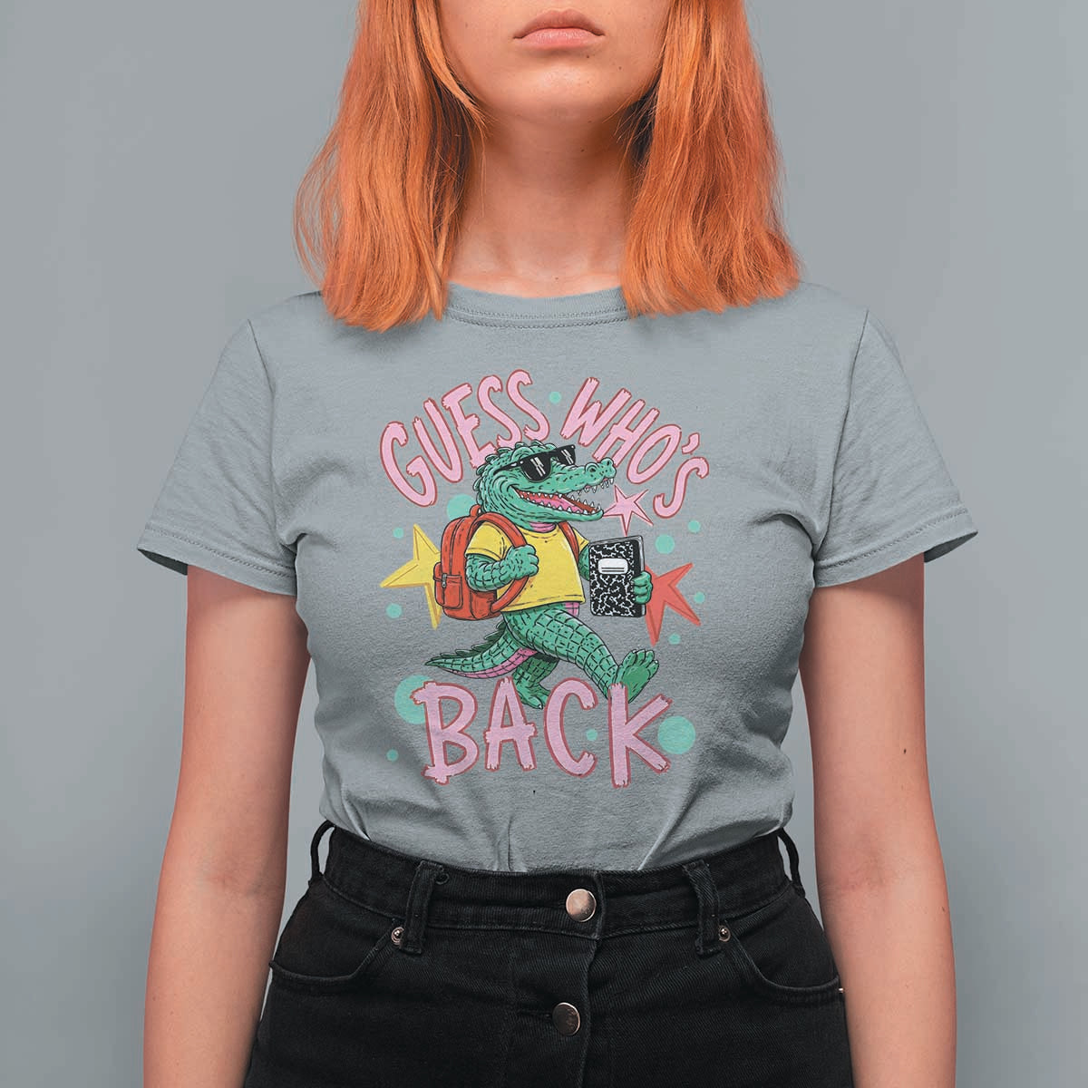 Funny Retro Alligator First Day of School T Shirt For Women Guess Who is Back Cute Kids Gift