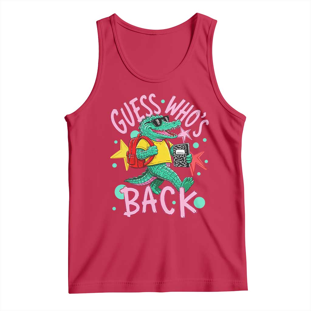 Funny Retro Alligator First Day of School Tank Top Guess Who is Back Cute Kids Gift