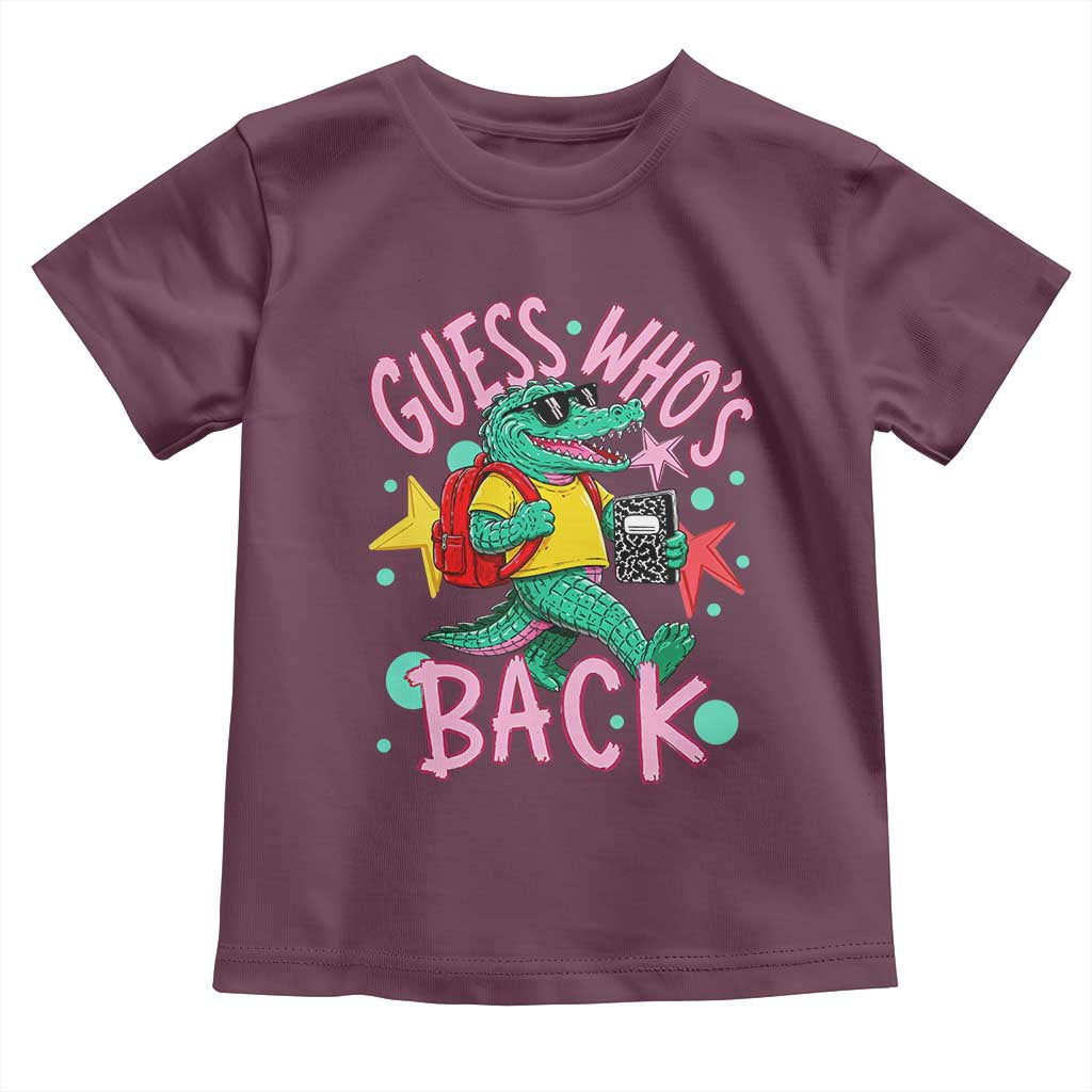 Funny Retro Alligator First Day of School Toddler T Shirt Guess Who is Back Cute Kids Gift