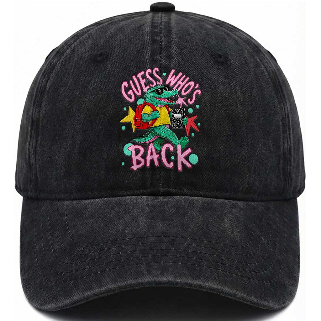 Funny Retro Alligator First Day of School Washed Cotton Baseball Cap Guess Who is Back Cute Kids Gift