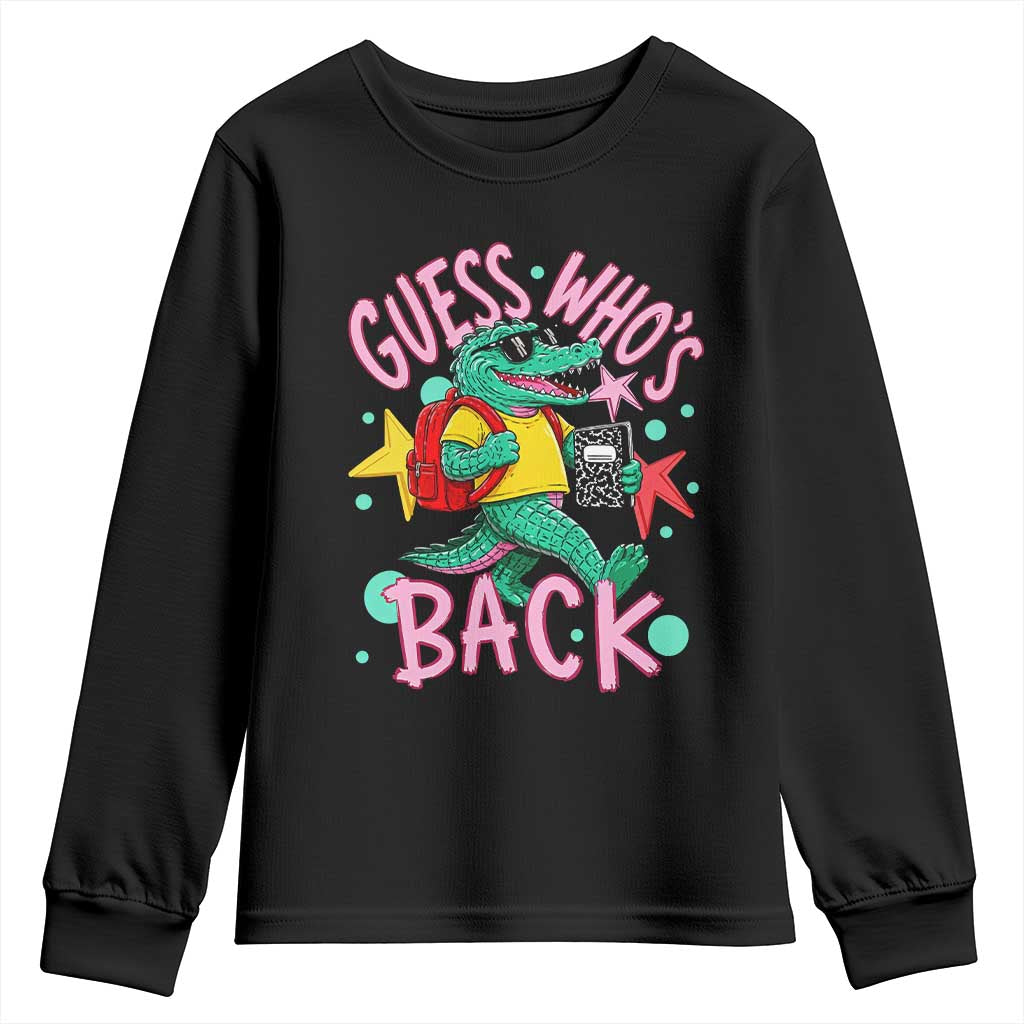Funny Retro Alligator First Day of School Youth Sweatshirt Guess Who is Back Cute Kids Gift