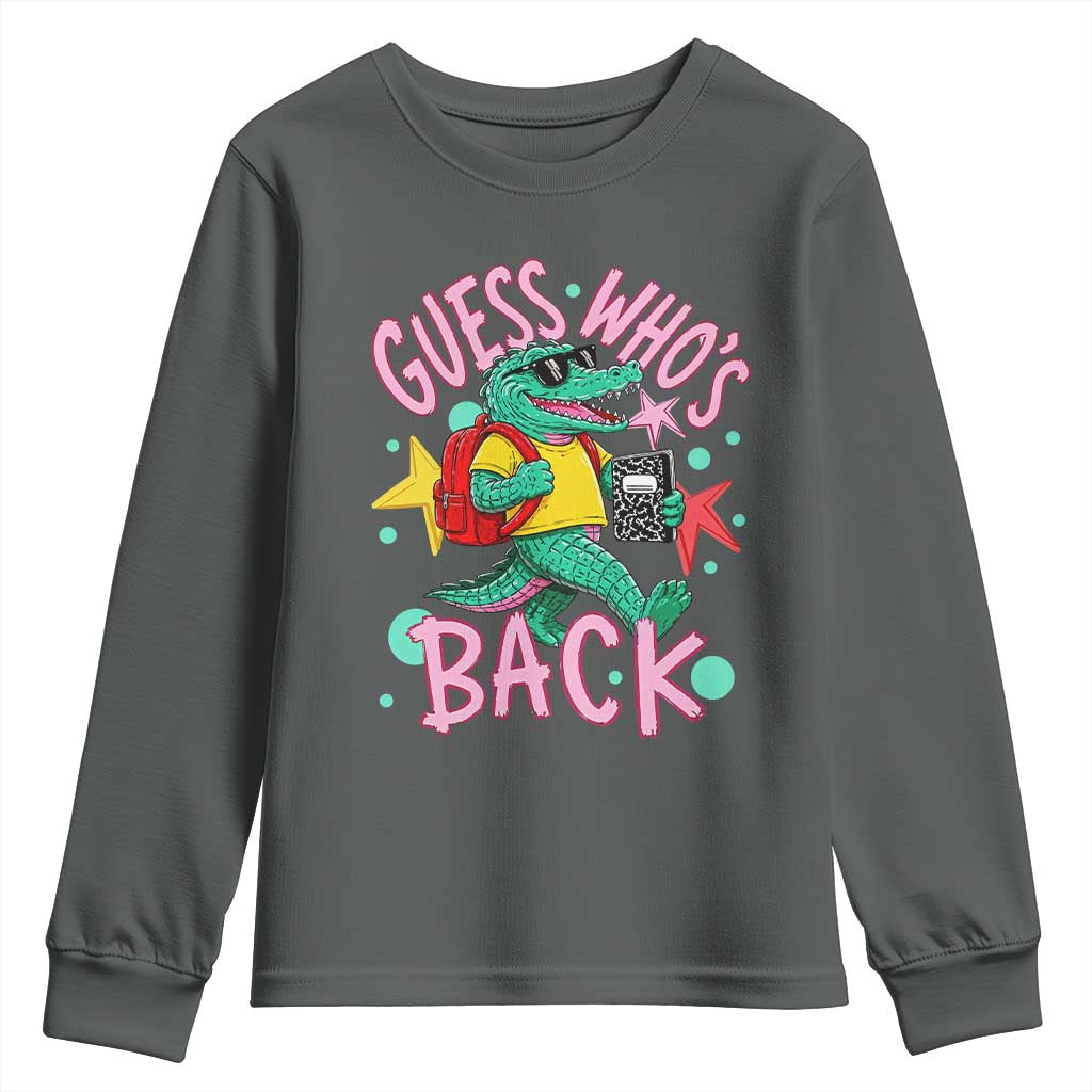 Funny Retro Alligator First Day of School Youth Sweatshirt Guess Who is Back Cute Kids Gift