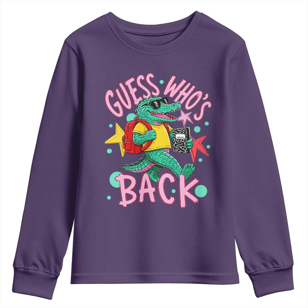 Funny Retro Alligator First Day of School Youth Sweatshirt Guess Who is Back Cute Kids Gift