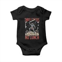 Funny Coffee Lover Fantasy Knight Graphic Baby Onesie Three Coffees No Lunch Work Humor Dark Fantasy Parody