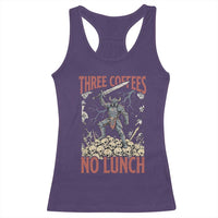 Funny Coffee Lover Fantasy Knight Graphic Racerback Tank Top Three Coffees No Lunch Work Humor Dark Fantasy Parody