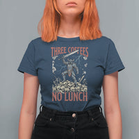 Funny Coffee Lover Fantasy Knight Graphic T Shirt For Women Three Coffees No Lunch Work Humor Dark Fantasy Parody