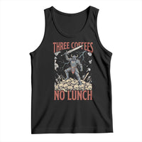 Funny Coffee Lover Fantasy Knight Graphic Tank Top Three Coffees No Lunch Work Humor Dark Fantasy Parody