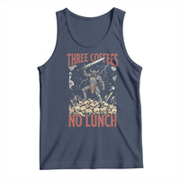 Funny Coffee Lover Fantasy Knight Graphic Tank Top Three Coffees No Lunch Work Humor Dark Fantasy Parody