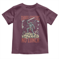 Funny Coffee Lover Fantasy Knight Graphic Toddler T Shirt Three Coffees No Lunch Work Humor Dark Fantasy Parody