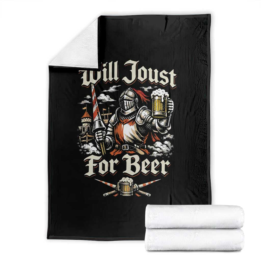 Funny Medieval Knight Drinking Humor Throw Blanket Will Joust For Beer Vintage Renaissance Faire