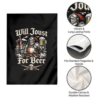 Funny Medieval Knight Drinking Humor Garden Flag Will Joust For Beer Vintage Renaissance Faire