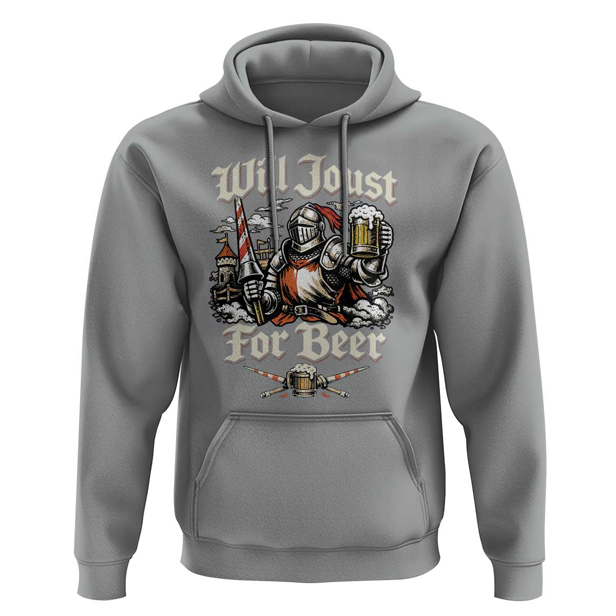 Funny Medieval Knight Drinking Humor Hoodie Will Joust For Beer Vintage Renaissance Faire