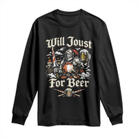 Funny Medieval Knight Drinking Humor Long Sleeve Shirt Will Joust For Beer Vintage Renaissance Faire