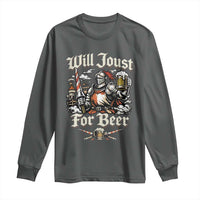 Funny Medieval Knight Drinking Humor Long Sleeve Shirt Will Joust For Beer Vintage Renaissance Faire