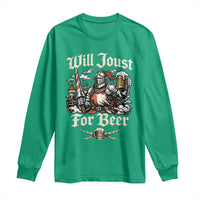 Funny Medieval Knight Drinking Humor Long Sleeve Shirt Will Joust For Beer Vintage Renaissance Faire