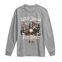 Funny Medieval Knight Drinking Humor Long Sleeve Shirt Will Joust For Beer Vintage Renaissance Faire