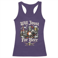 Funny Medieval Knight Drinking Humor Racerback Tank Top Will Joust For Beer Vintage Renaissance Faire