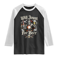 Funny Medieval Knight Drinking Humor Raglan Shirt Will Joust For Beer Vintage Renaissance Faire