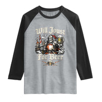 Funny Medieval Knight Drinking Humor Raglan Shirt Will Joust For Beer Vintage Renaissance Faire