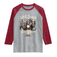 Funny Medieval Knight Drinking Humor Raglan Shirt Will Joust For Beer Vintage Renaissance Faire