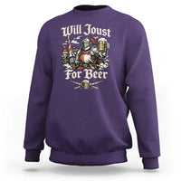 Funny Medieval Knight Drinking Humor Sweatshirt Will Joust For Beer Vintage Renaissance Faire