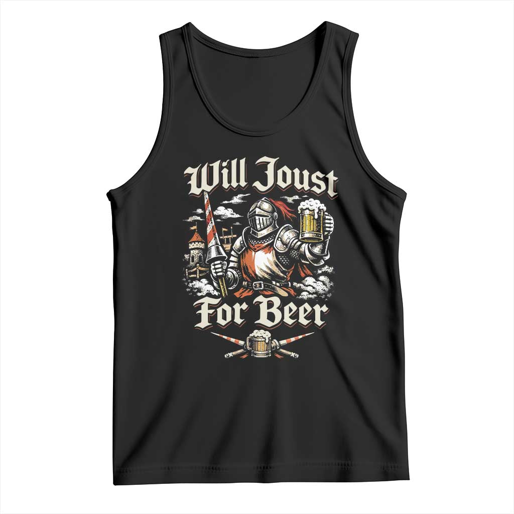 Funny Medieval Knight Drinking Humor Tank Top Will Joust For Beer Vintage Renaissance Faire