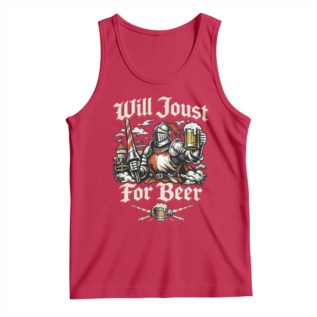 Funny Medieval Knight Drinking Humor Tank Top Will Joust For Beer Vintage Renaissance Faire
