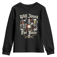 Funny Medieval Knight Drinking Humor Youth Sweatshirt Will Joust For Beer Vintage Renaissance Faire
