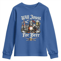 Funny Medieval Knight Drinking Humor Youth Sweatshirt Will Joust For Beer Vintage Renaissance Faire