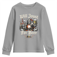 Funny Medieval Knight Drinking Humor Youth Sweatshirt Will Joust For Beer Vintage Renaissance Faire