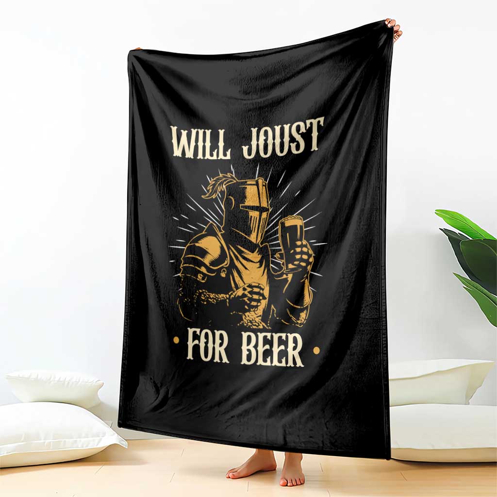 Funny Medieval Knight  Drinking Festival Humor Throw Blanket Will Joust For Beer Renaissance Faire