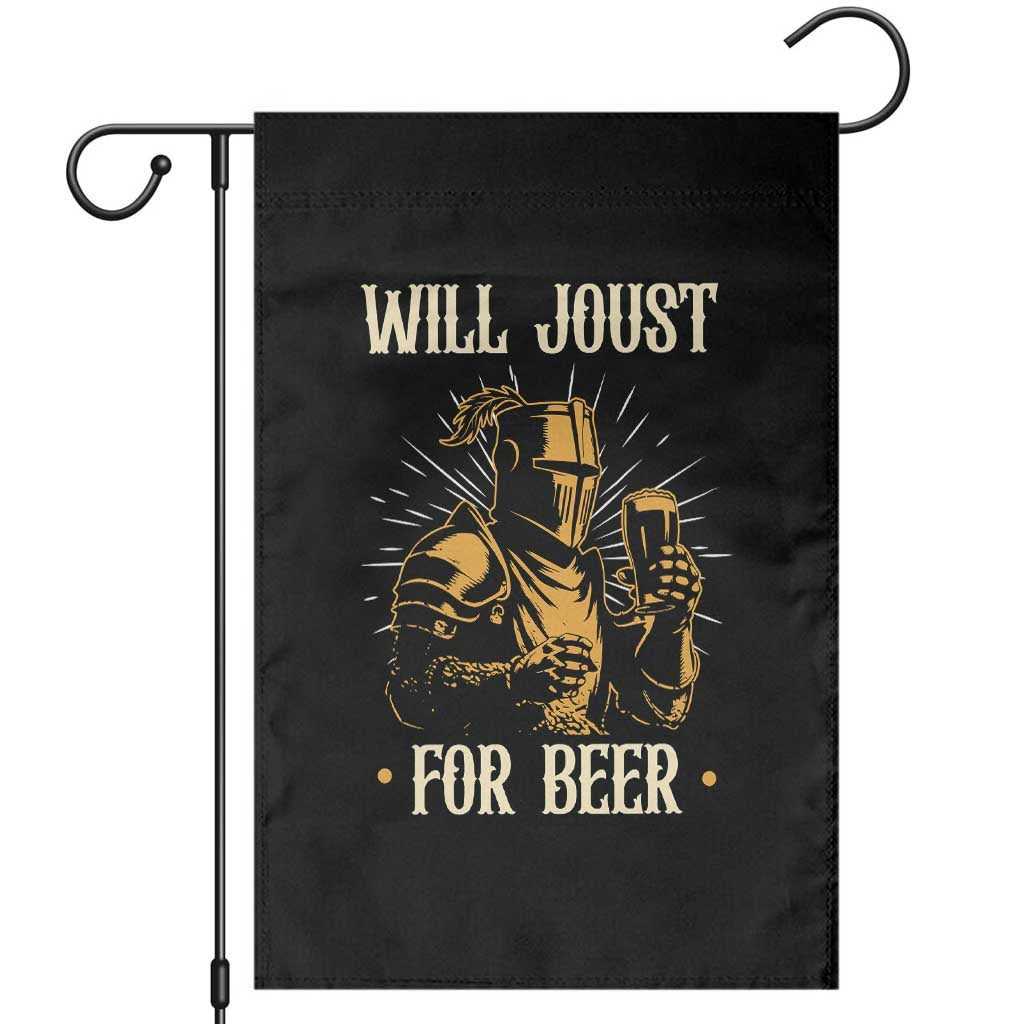 Funny Medieval Knight  Drinking Festival Humor Garden Flag Will Joust For Beer Renaissance Faire