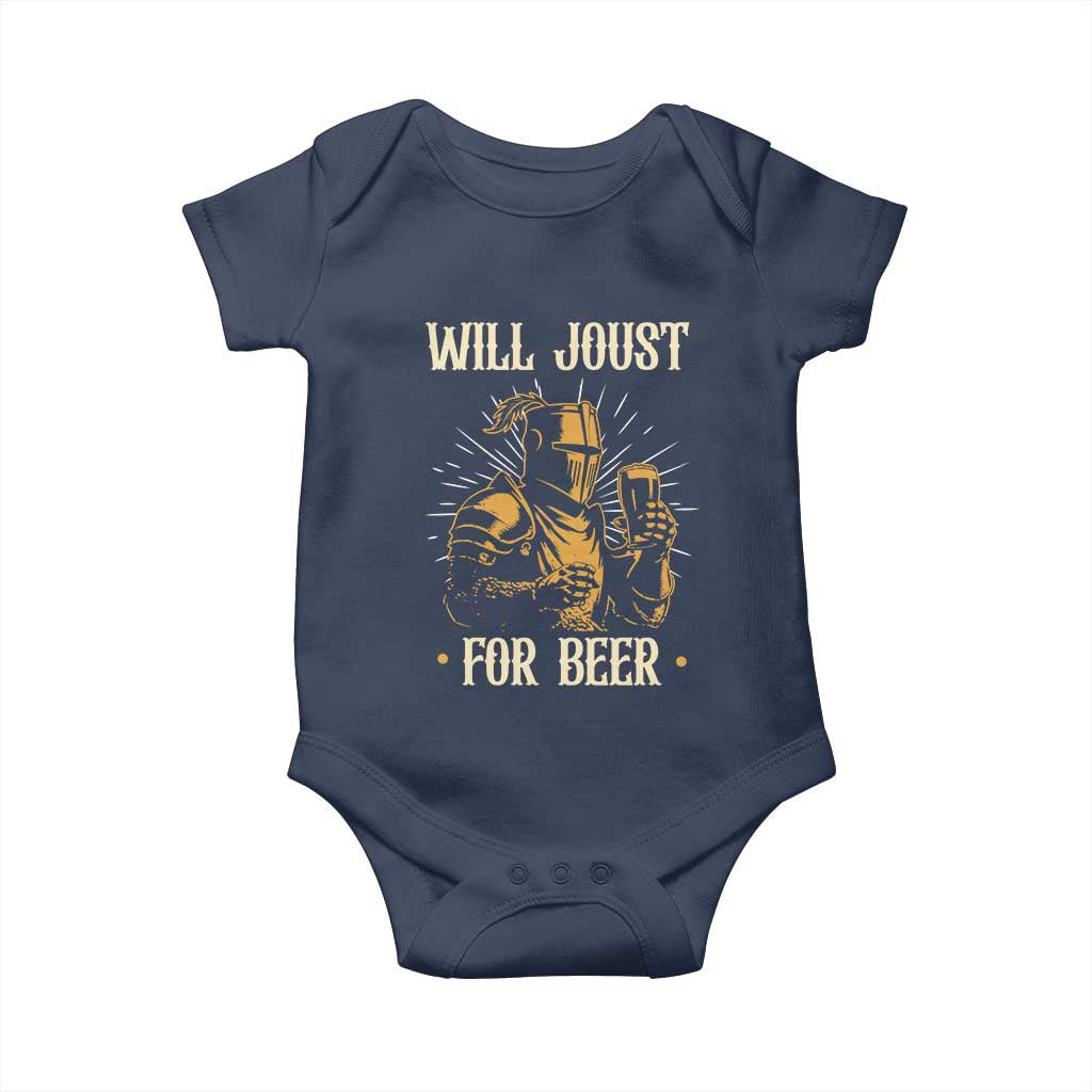Funny Medieval Knight  Drinking Festival Humor Baby Onesie Will Joust For Beer Renaissance Faire