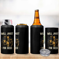 Funny Medieval Knight  Drinking Festival Humor 4 in 1 Can Cooler Tumbler Will Joust For Beer Renaissance Faire
