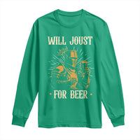 Funny Medieval Knight  Drinking Festival Humor Long Sleeve Shirt Will Joust For Beer Renaissance Faire
