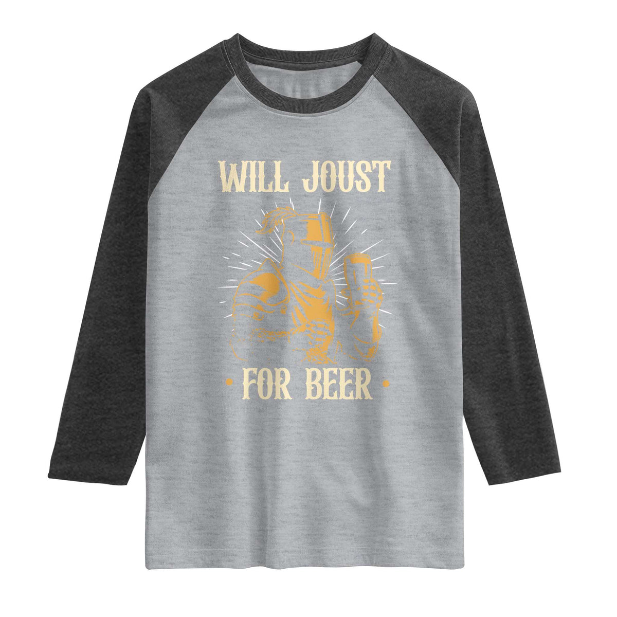 Funny Medieval Knight  Drinking Festival Humor Raglan Shirt Will Joust For Beer Renaissance Faire