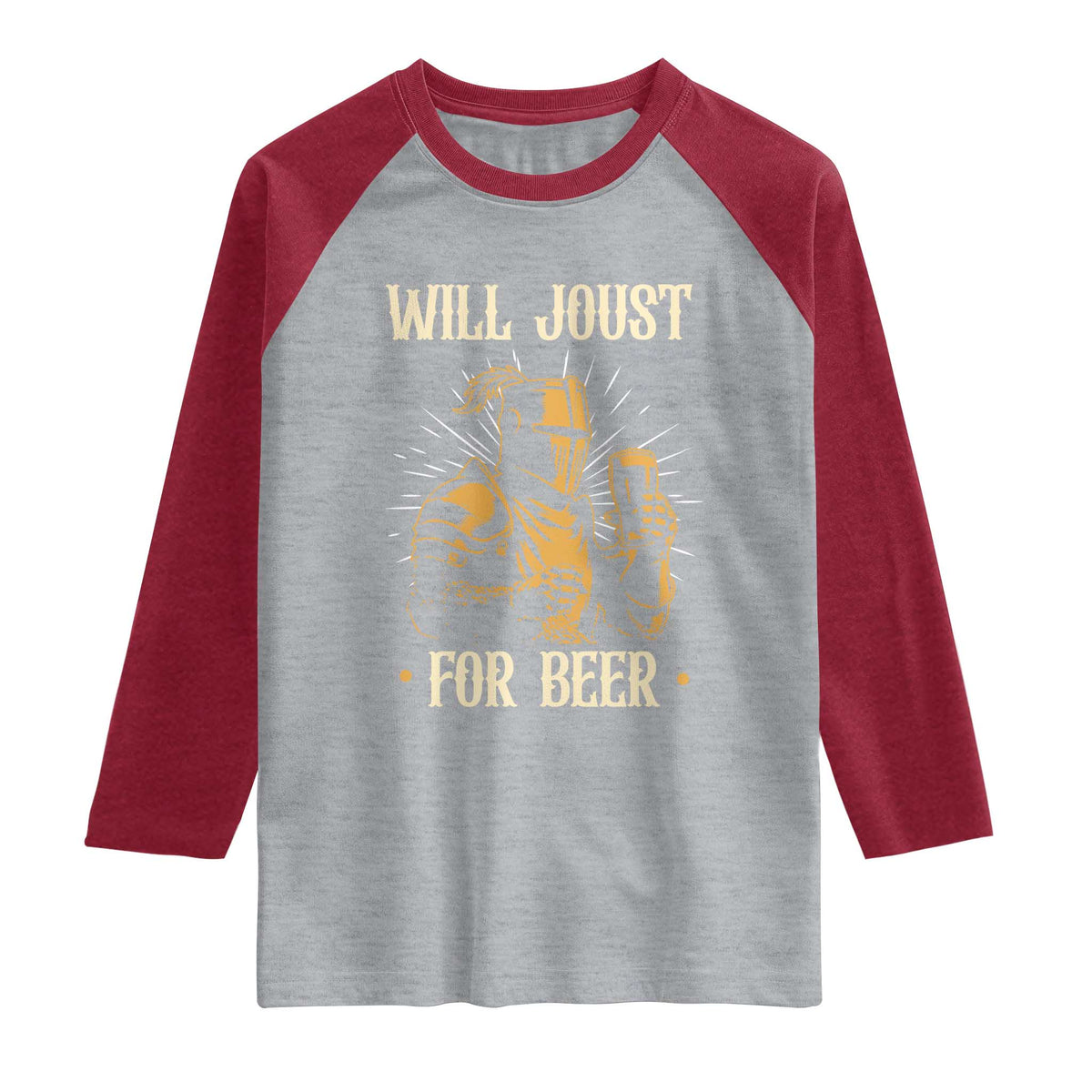 Funny Medieval Knight  Drinking Festival Humor Raglan Shirt Will Joust For Beer Renaissance Faire