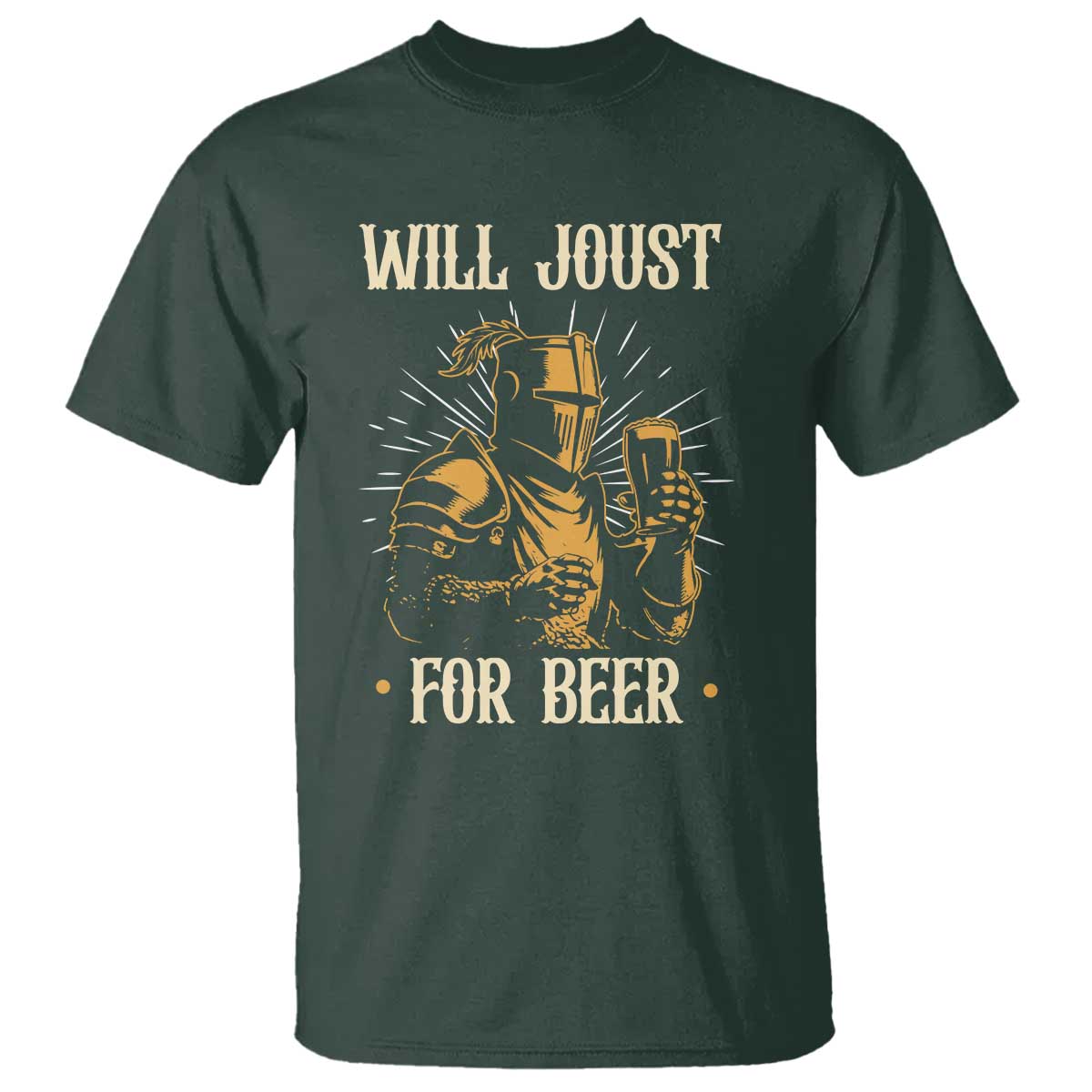 Funny Medieval Knight  Drinking Festival Humor T Shirt Will Joust For Beer Renaissance Faire