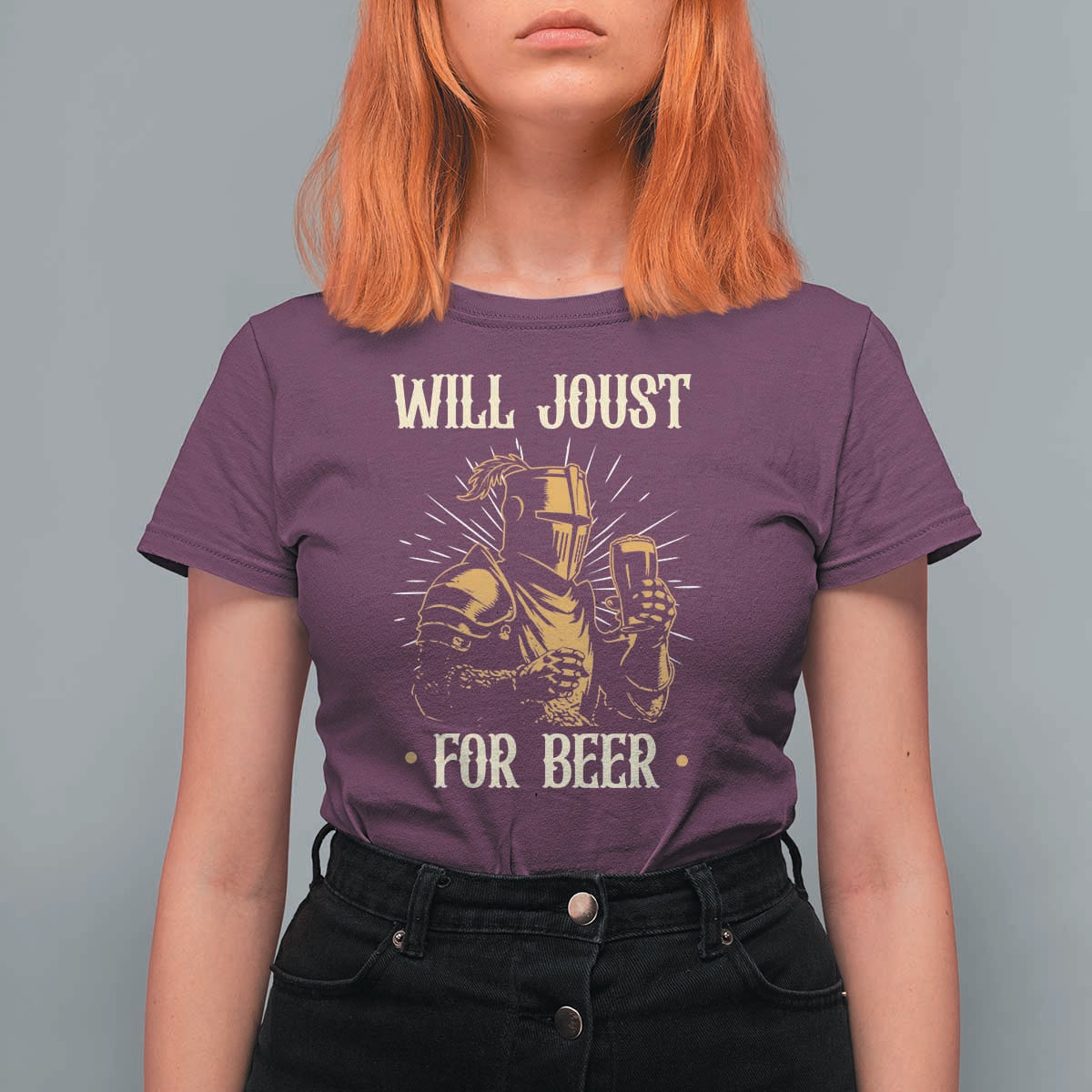 Funny Medieval Knight  Drinking Festival Humor T Shirt For Women Will Joust For Beer Renaissance Faire
