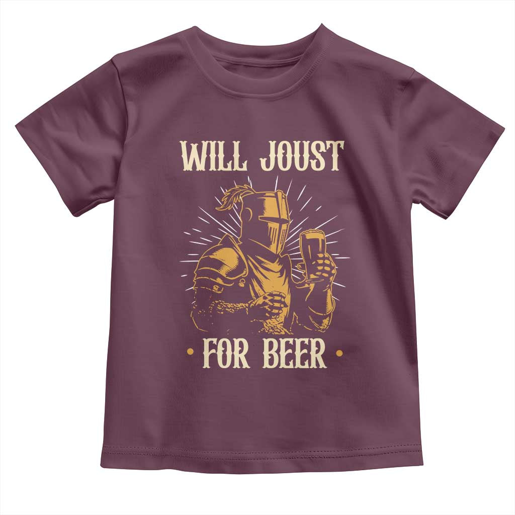 Funny Medieval Knight  Drinking Festival Humor Toddler T Shirt Will Joust For Beer Renaissance Faire