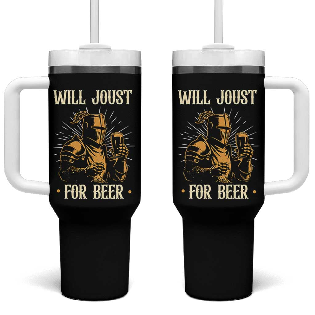 Funny Medieval Knight  Drinking Festival Humor Tumbler With Handle Will Joust For Beer Renaissance Faire