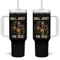 Funny Medieval Knight  Drinking Festival Humor Tumbler With Handle Will Joust For Beer Renaissance Faire